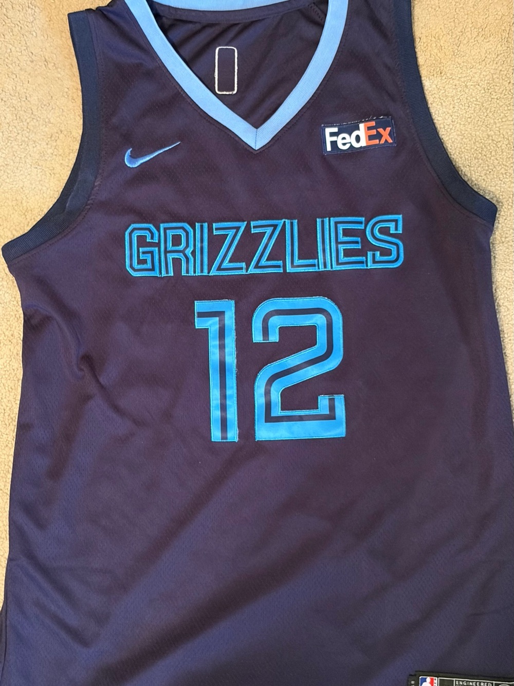 Nike Grizzlies #12 Ja Morant Jersey - Navy & Light Blue